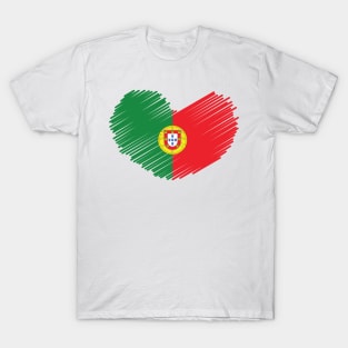 Portugal Flag Heart Design T-Shirt